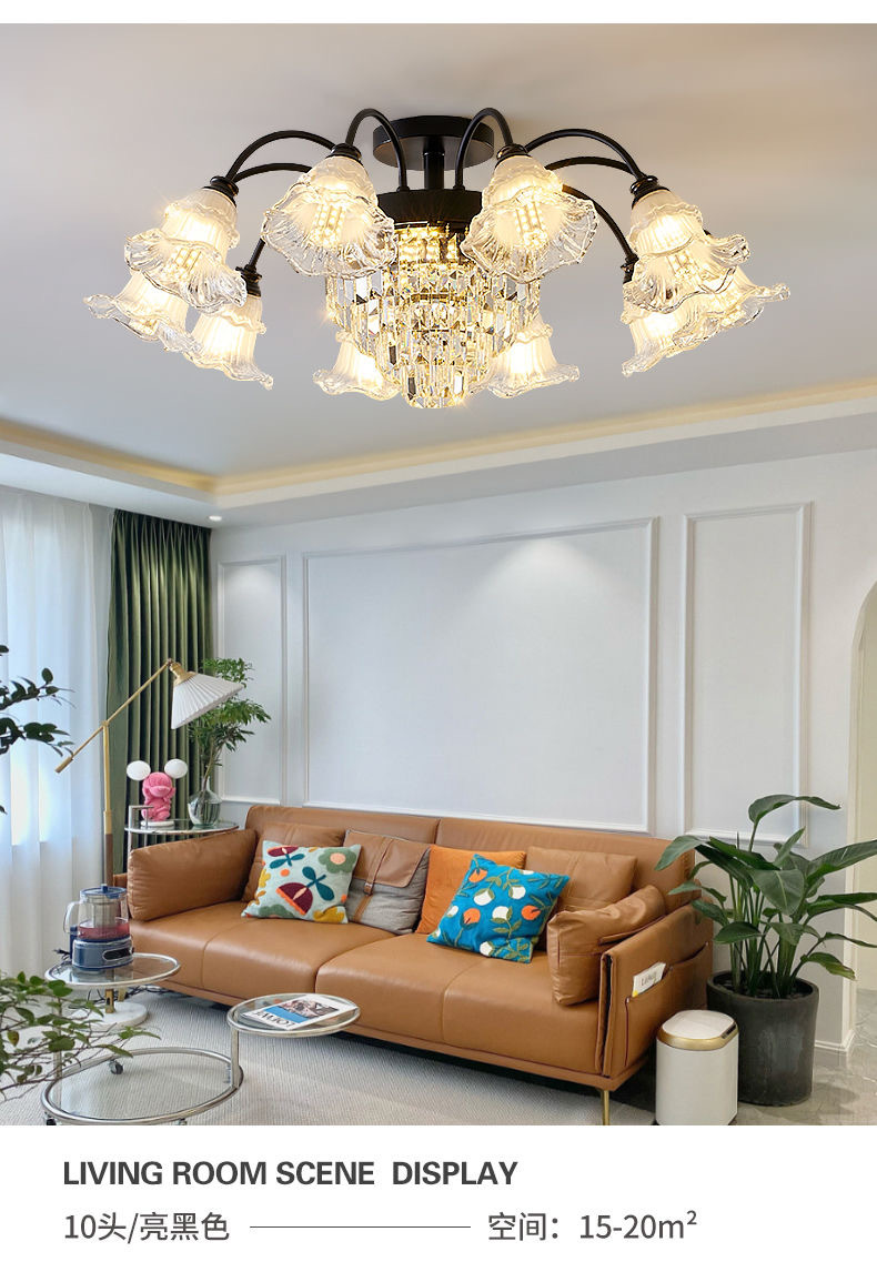新款欧式客厅吊灯轻奢水晶灯美式大厅客厅灯家用简约餐厅卧室灯具详情8