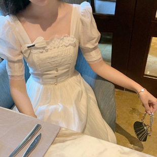 2022春款打底裙新款白色长裙轻奢别致高级感蕾丝连衣裙子女装秋季详情15