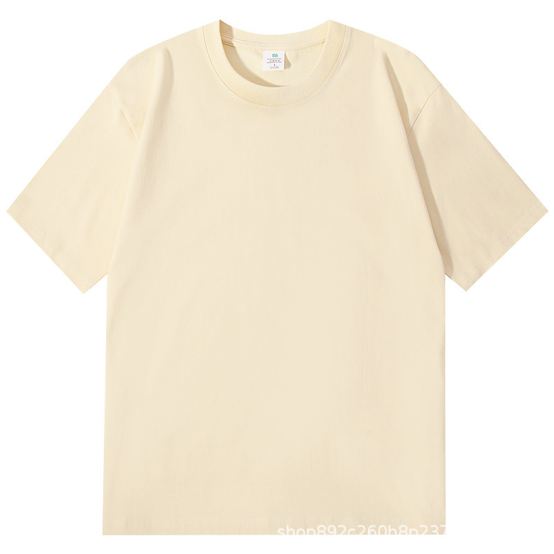 A versatile and casual 250g pure cotton T-shirt for women in summer, featuring a heavy short-sleeved solid white top and loose combed cotton body pic 3