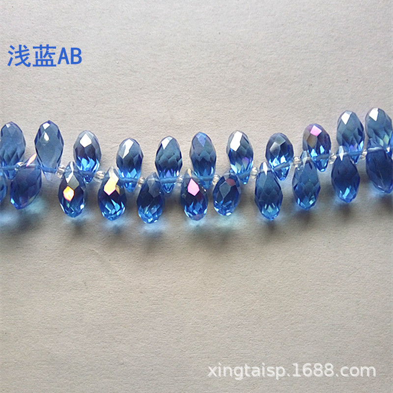 diy jewelry accessories: Crystal glass beads with horizontal holes and water drops, 6*12mm, electroplated AB color clothing jewelry accessories pic 5
