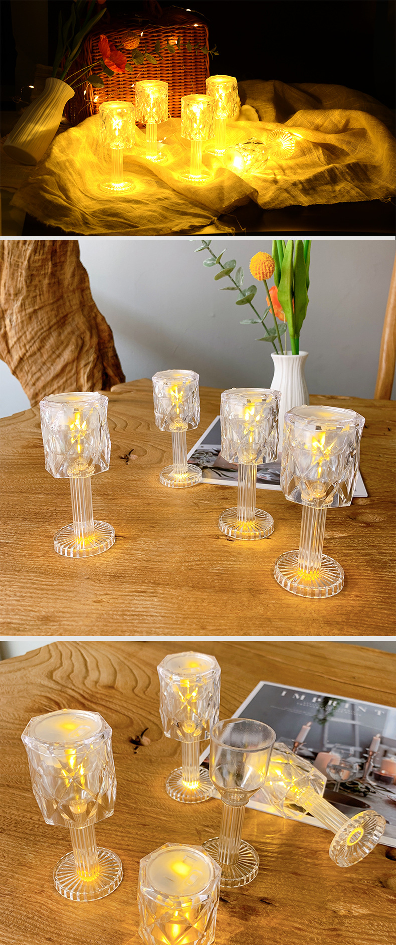 Transparent acrylic night light, modern and simple bedroom bedside lamp, new warm color mini projection LED small table lamp pic 12