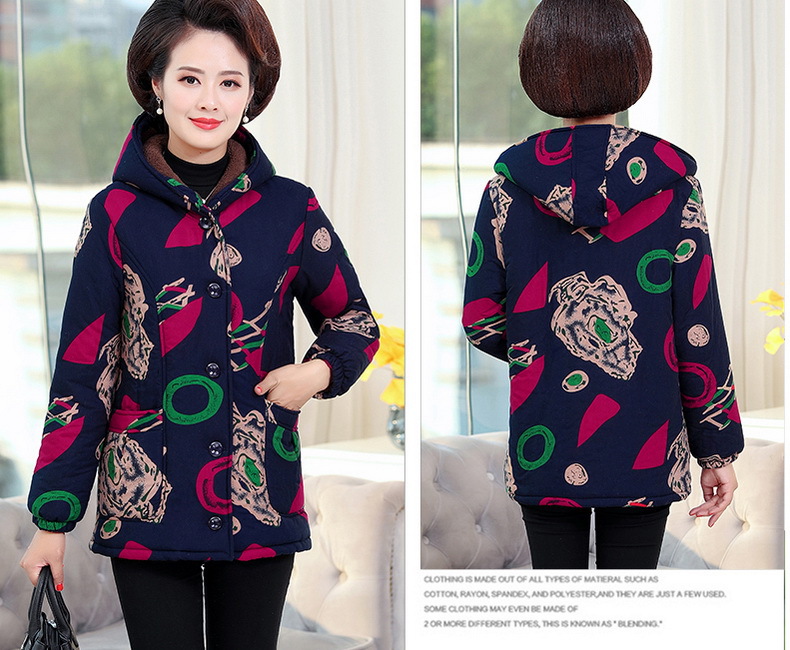 中老年女装冬装加绒加厚奶奶装短款棉衣50-70岁大码妈妈棉外套详情13