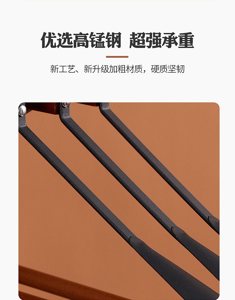 High-end light luxury clothes hangers, niche modern anti-slip clothing store, commercial store, beech wood, stainless steel metal wardrobe, home pic 3