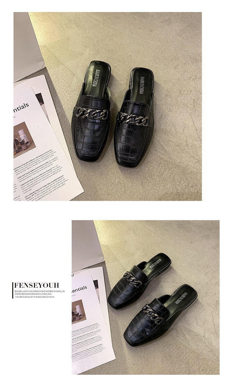 穆勒鞋女2022春夏新款外贸大码包头半拖百搭方头低跟凉拖鞋批发详情7