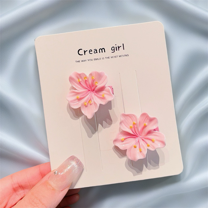 Fashionable cherry blossom set hair clips, girlish style hair clips, bangs clips, hair accessories, sweet hair bands, best-selling headwear and hair ties pic 3
