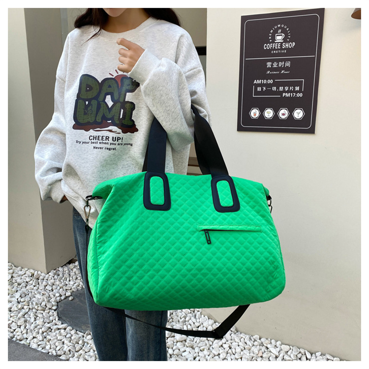 旅游手提包女时运动健身包尚韩版菱格跨境出门短途大容量旅行包详情29