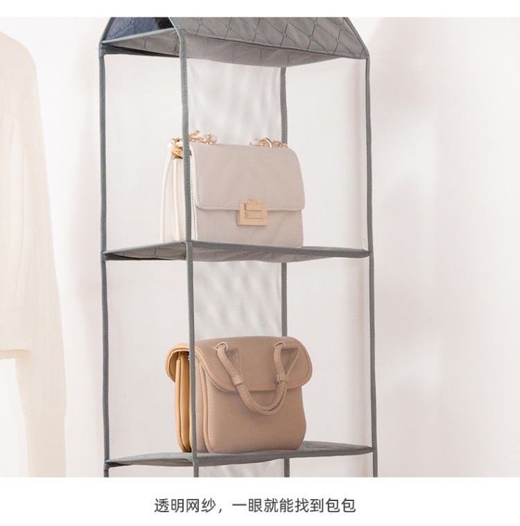 Three-dimensional dust-proof hanging bag, bag storage hanging bag, bag storage hanging bag, four-layer hanging bag, eight-compartment hanging bag pic 6