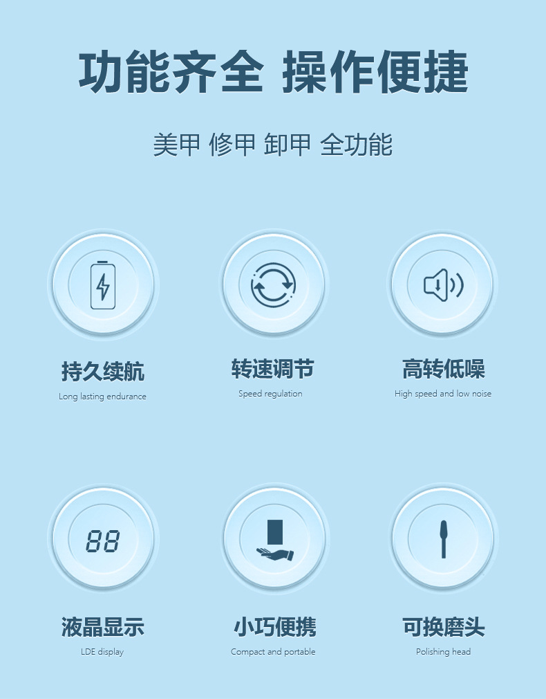 跨境爆款充电式蓄电款便捷式美甲打磨机笔试美甲卸甲机美甲店专用详情3