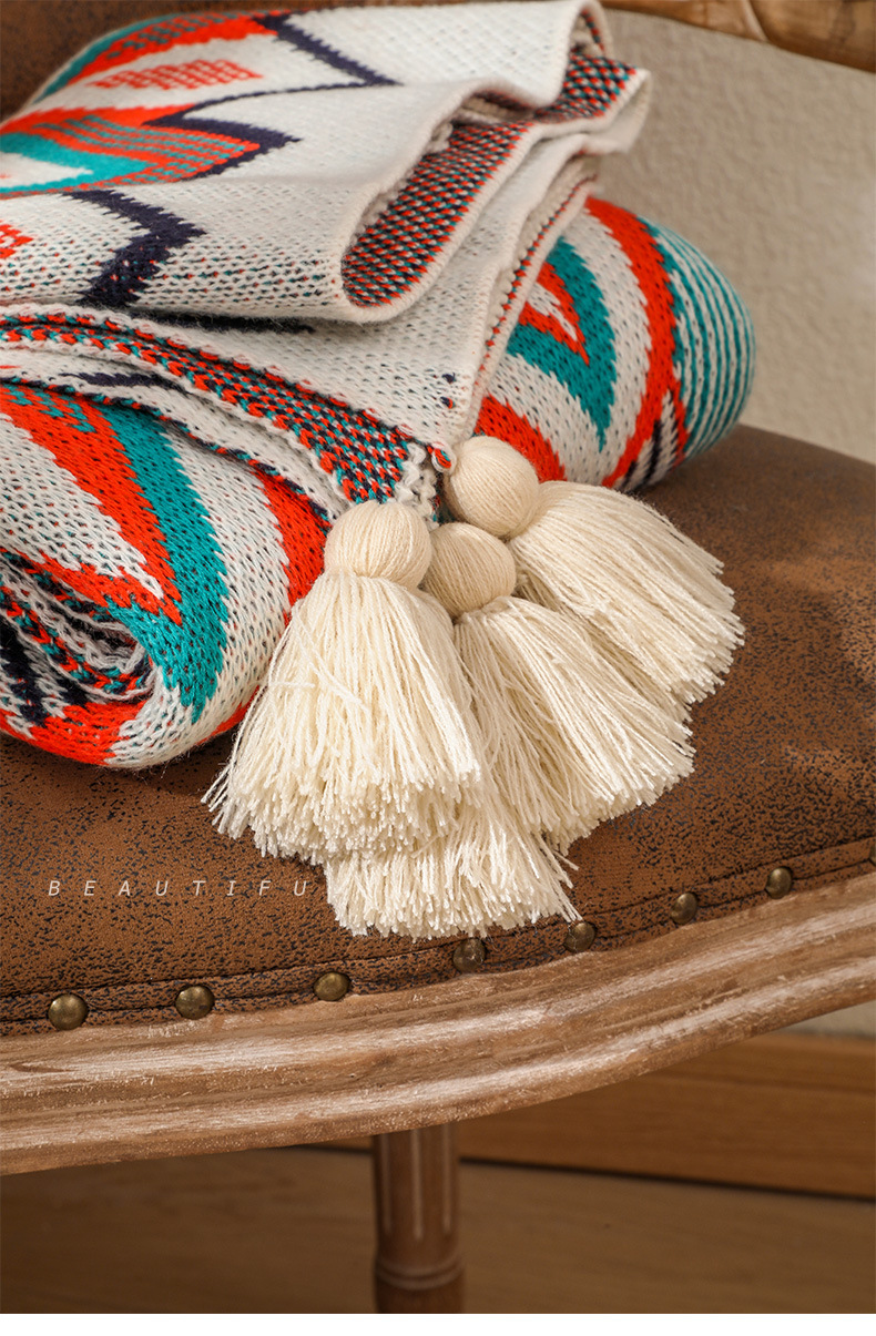 Bohemian sofa cover blanket, air conditioning blanket, all-season universal nap blanket, ethnic-style bed, tail blanket, and lap blanket pic 11