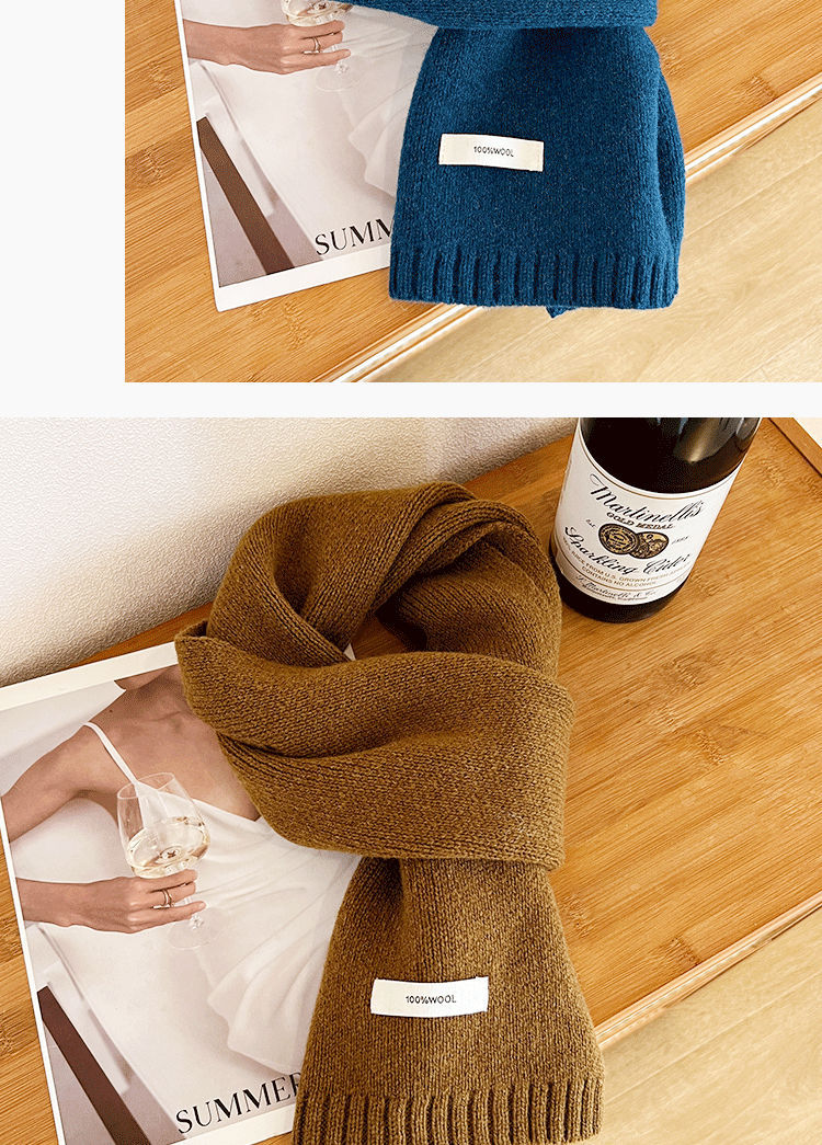 Selected Australian pure wool 100% wool scarf in solid color, versatile for both men and women, new winter warm knitted scarf pic 15