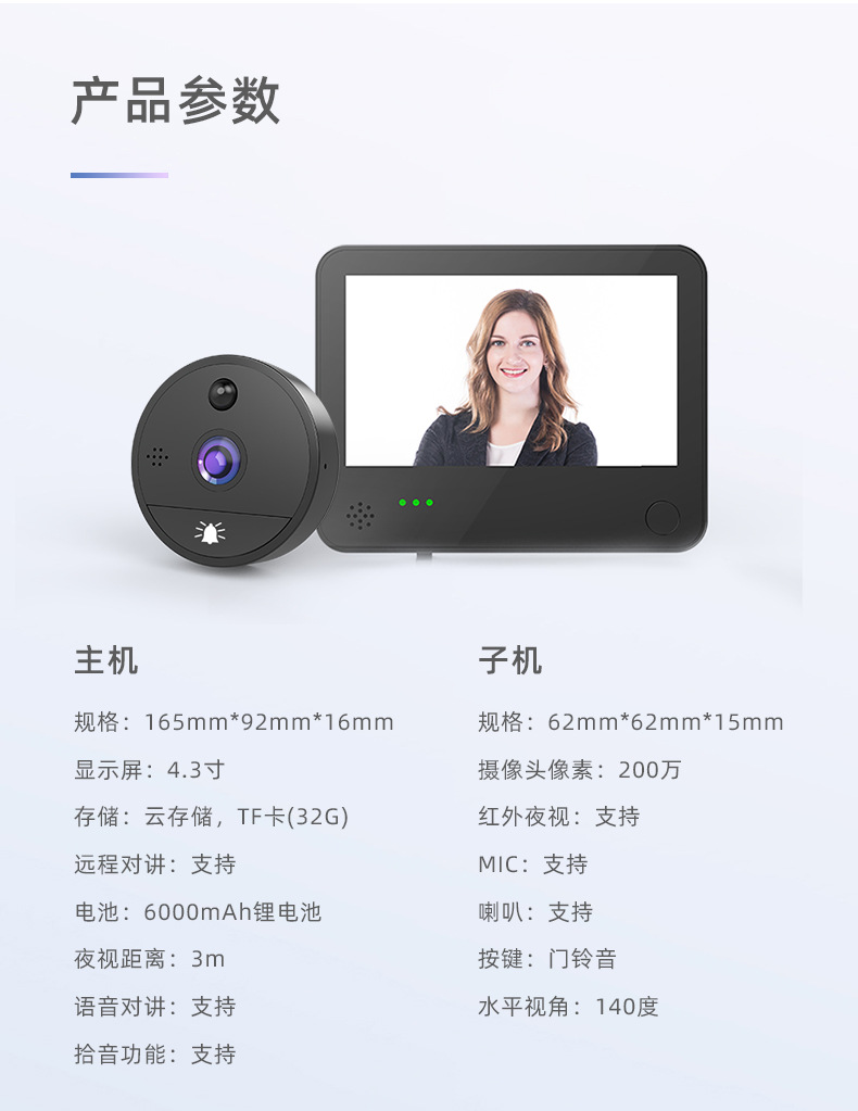4.3寸涂鸦智能猫眼高清无线可视门铃远程监控门禁电子猫眼详情11