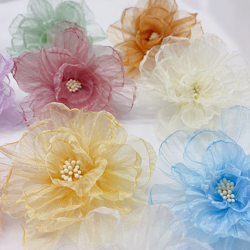 定单专属链接布艺烧边手工花朵配件欧根纱胸花鞋帽花服装花朵辅料详情4