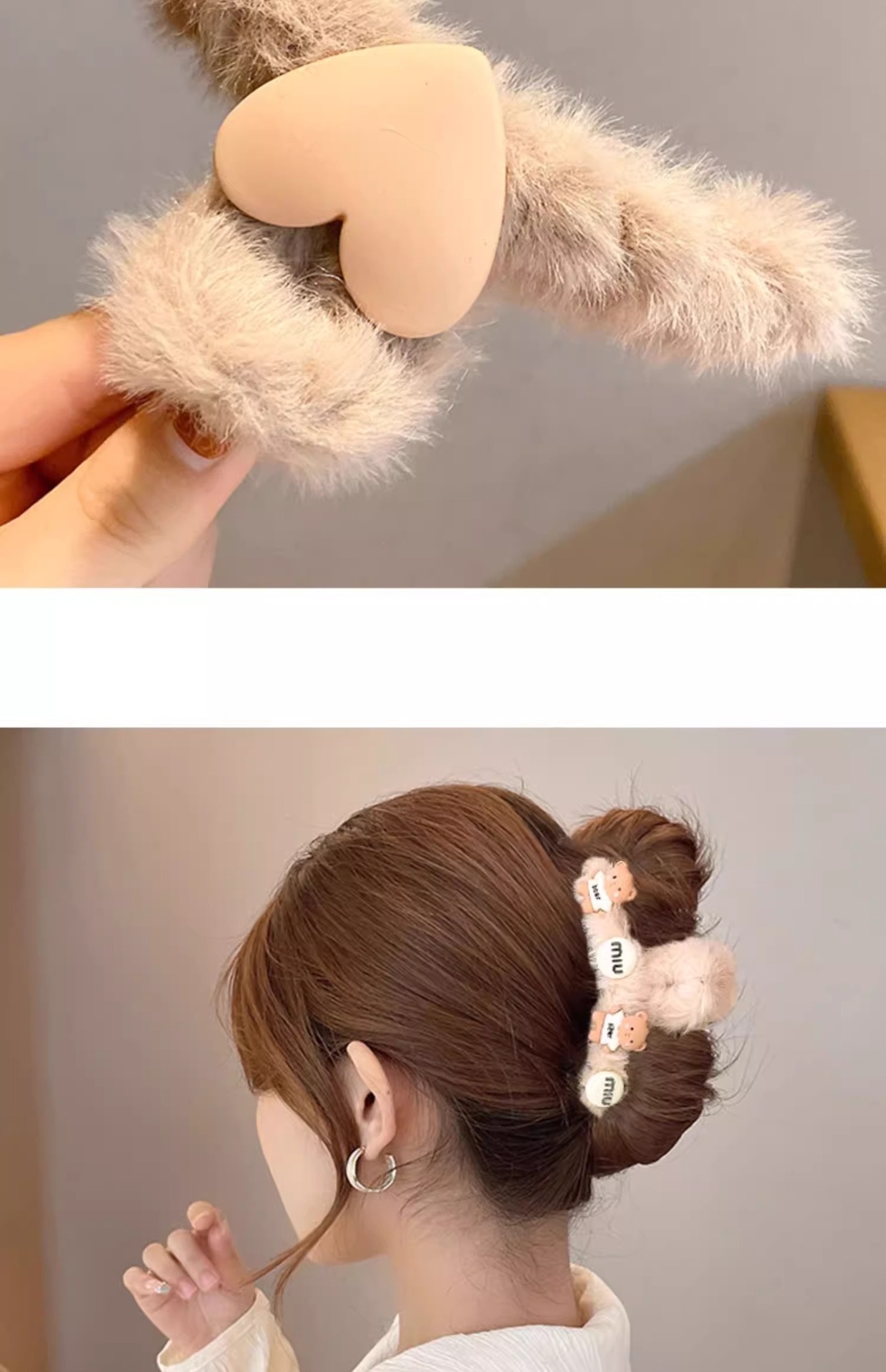 毛绒抓夹气质鲨鱼夹女高级感后脑勺毛毛发夹盘发发夹秋冬百搭头饰详情5