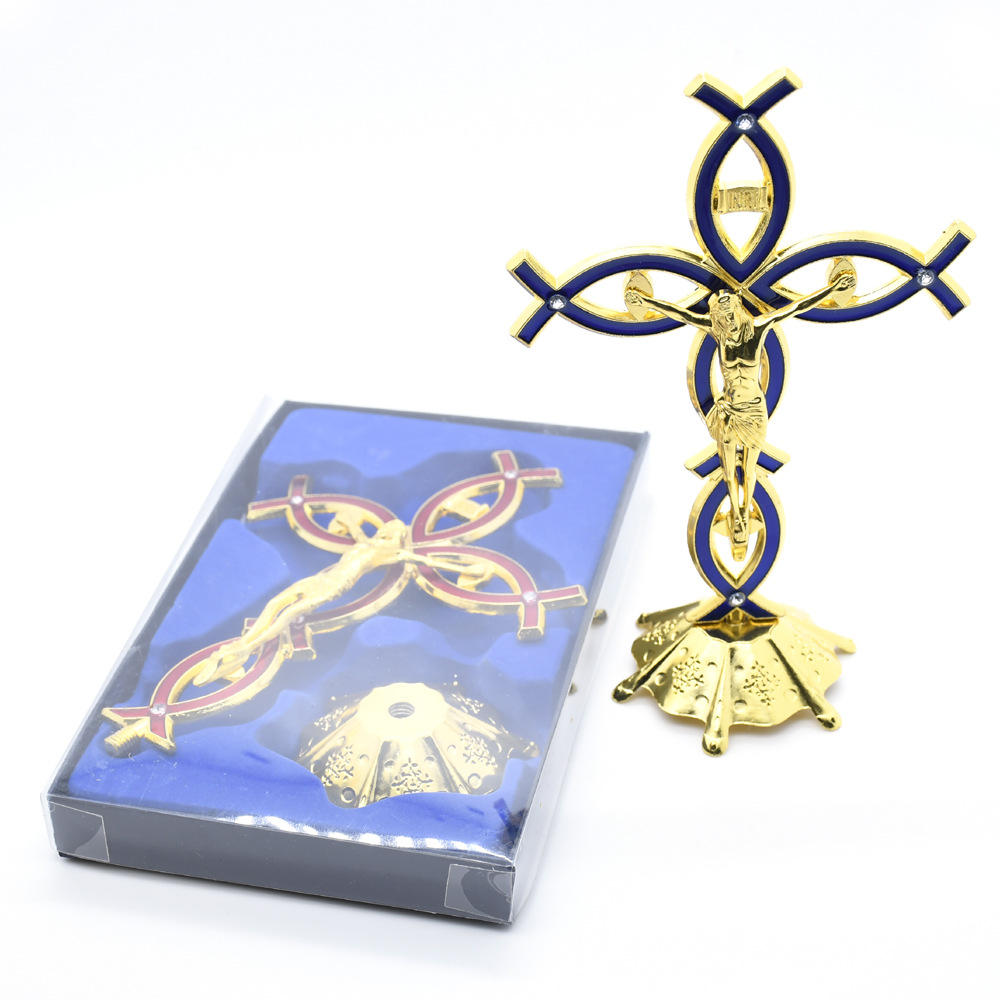 跨境外贸电商滴油金属十字架摆件办公室家用饰品挂饰详情10