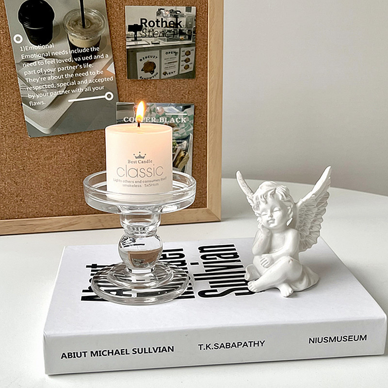 ins Roman column glass candlestick, French retro decorative item, romantic candlelight dinner decoration, photo prop pic 4