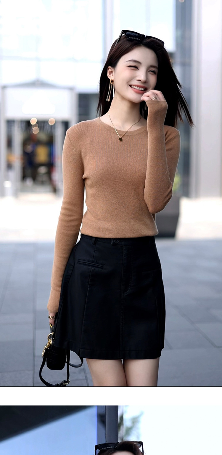 Straight-shoulder wool sweater for women, 100 pure wool thin, slimming and form-fitting base layer top, new style knitted sweater for early autumn 2025 pic 26