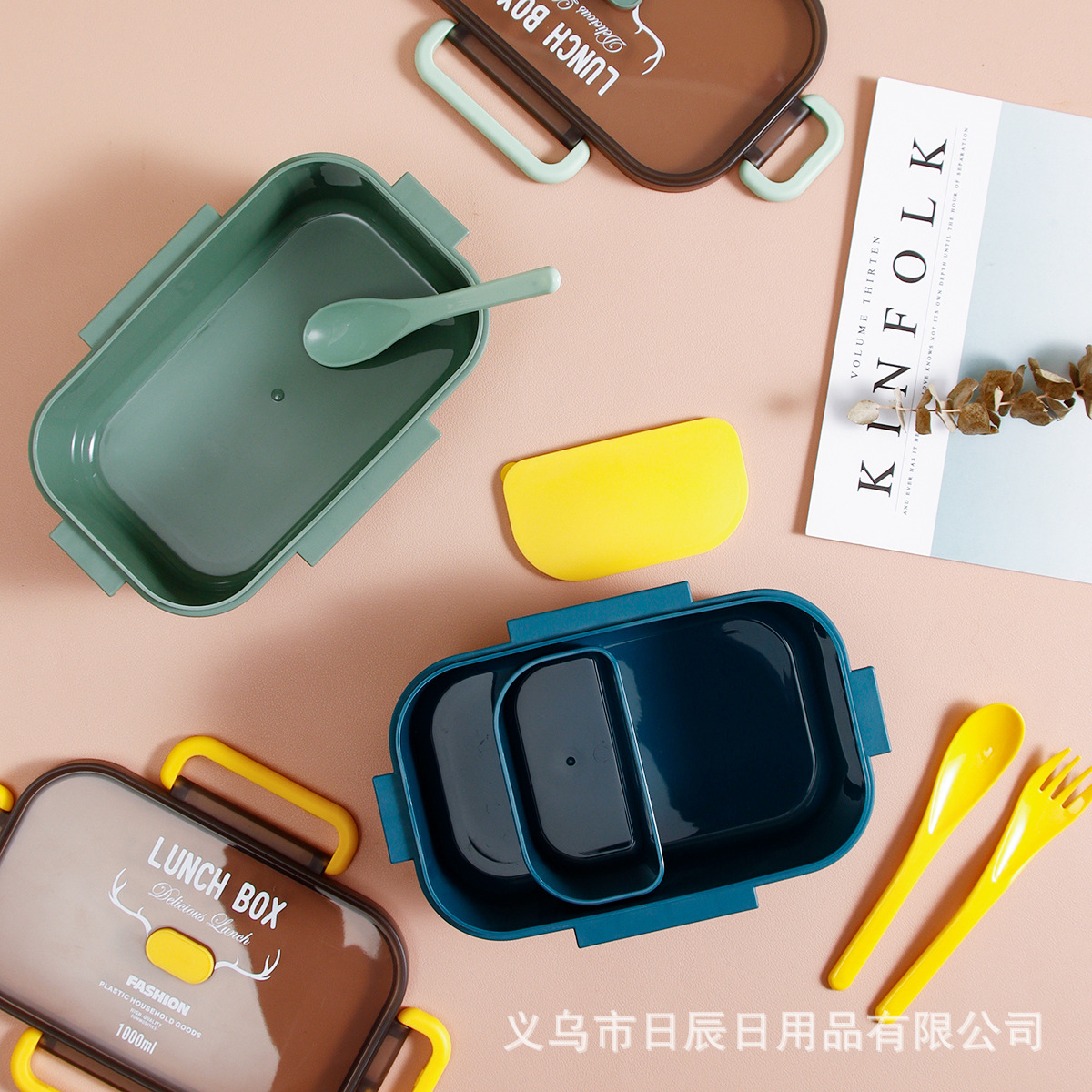 日式单双层饭盒学生上班族便携微波炉便当盒分格可加热餐盒带餐具详情8