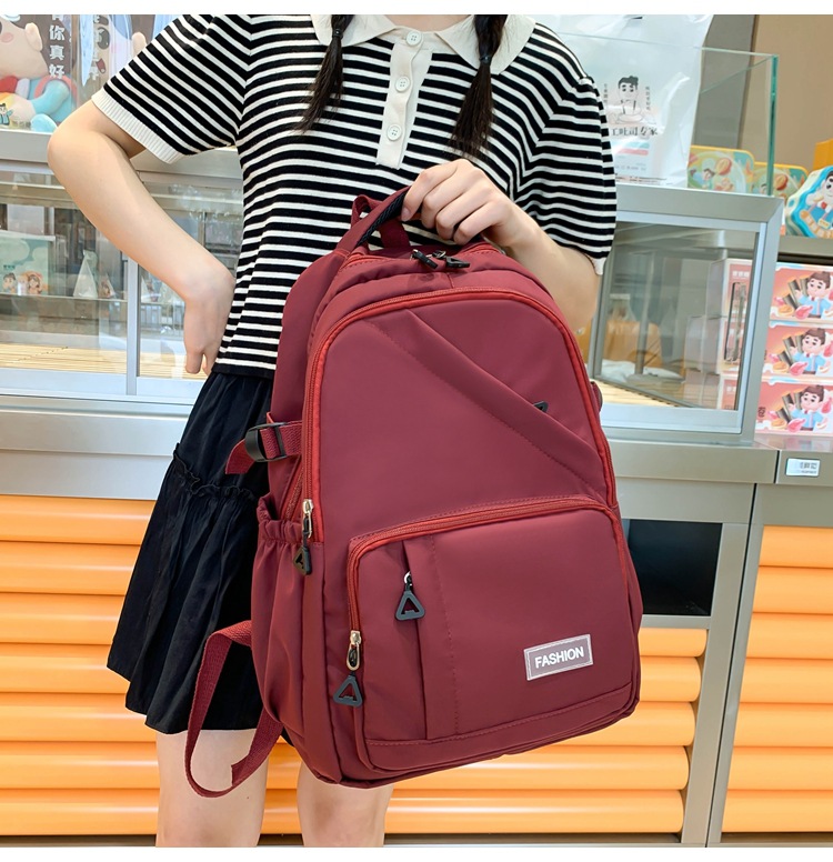 纯色学生书包女批发轻便大容量中大学生双肩包女3-6年级校园背包详情24