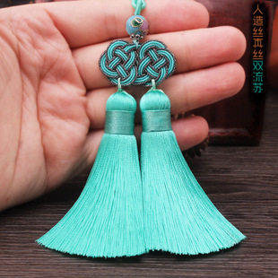 New color-offset double-ended cotton thread tassel handcrafted clothing, cheongsam with lapel button and Chinese-style classical tassel pendant pic 19