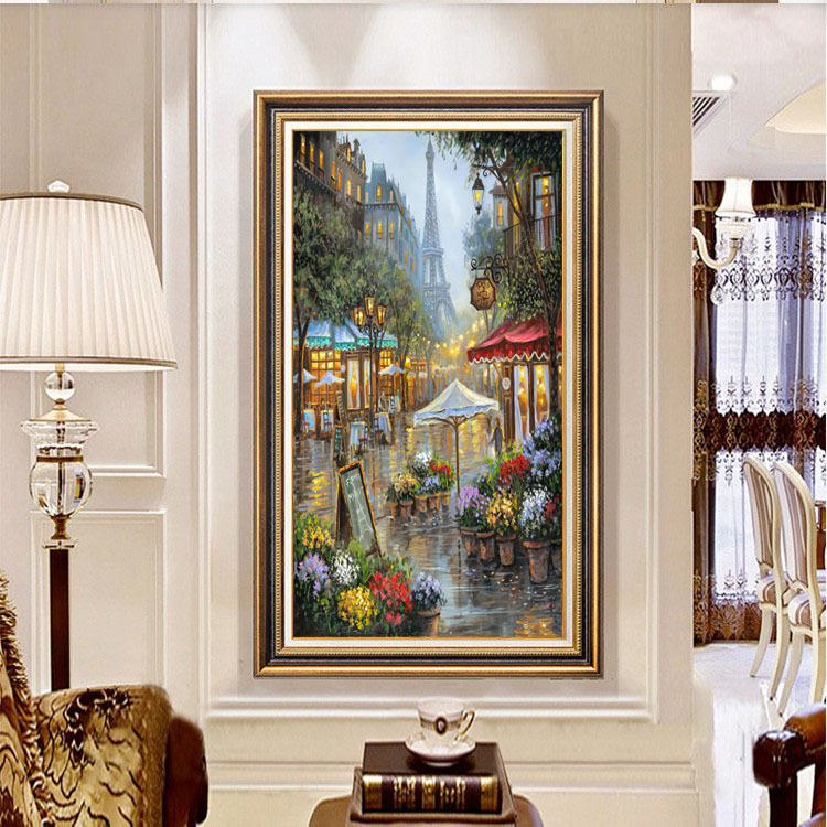 American-style entrance foyer hanging paintings, modern art, European-style vertical corridor and passageway decorative paintings, grand murals, large size pic 15