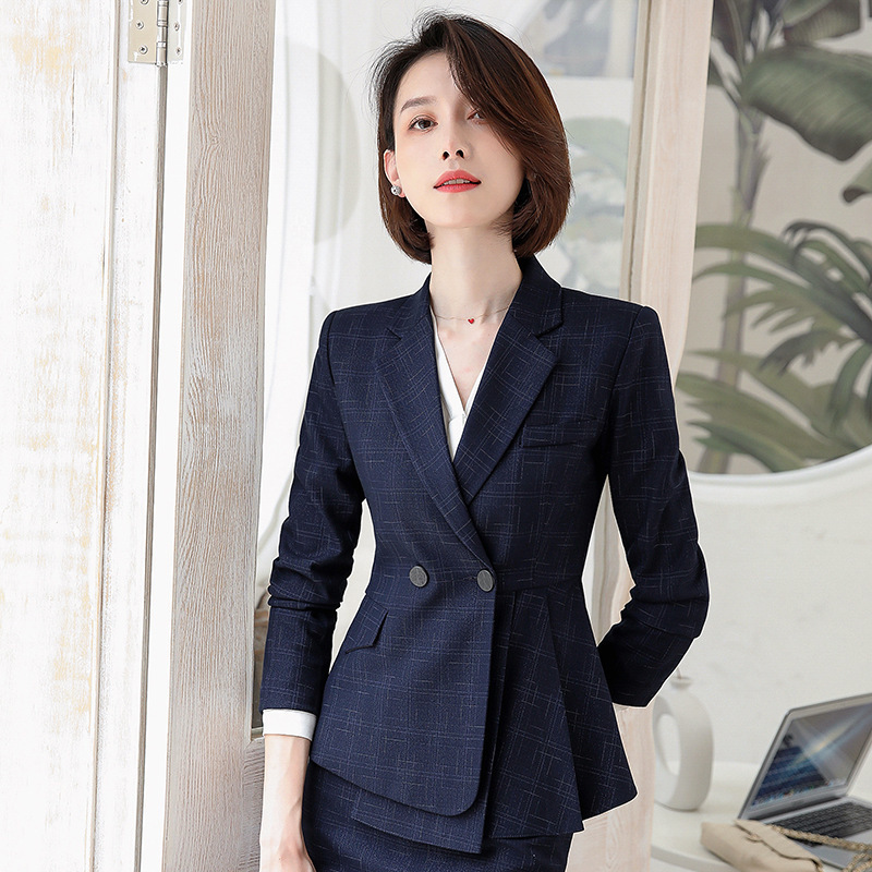 Early autumn Japanese-style checkered mid-length coat for women, slimming and fashionable checkered suit, three-pocket small suit for women pic 3