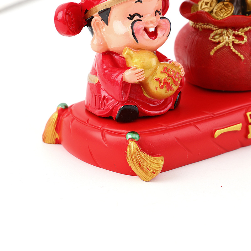 树脂工艺品发财树汽车摆件车载号码牌装饰摆件财神爷福财装饰品详情7