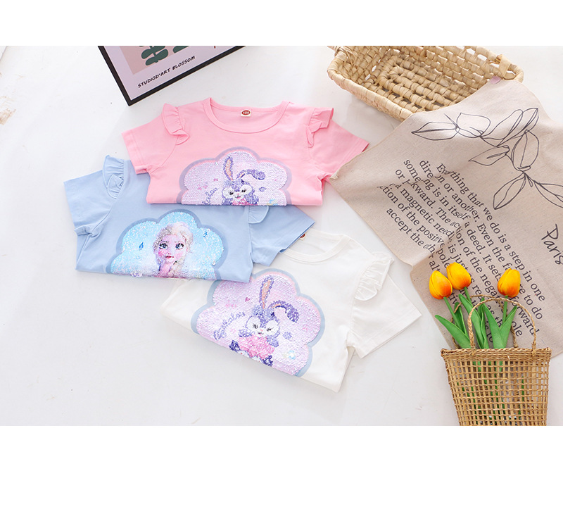 2024童装夏装新款女童短袖T恤体恤女童变色亮片上衣厂家一件代发详情15