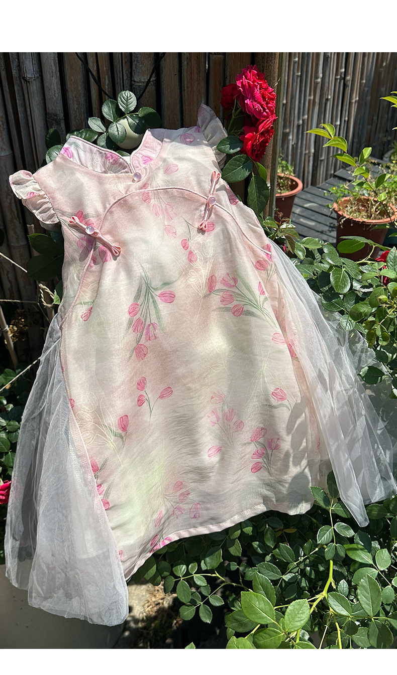 国潮女童夏装汉服套装新中式无袖两件套儿女详情13