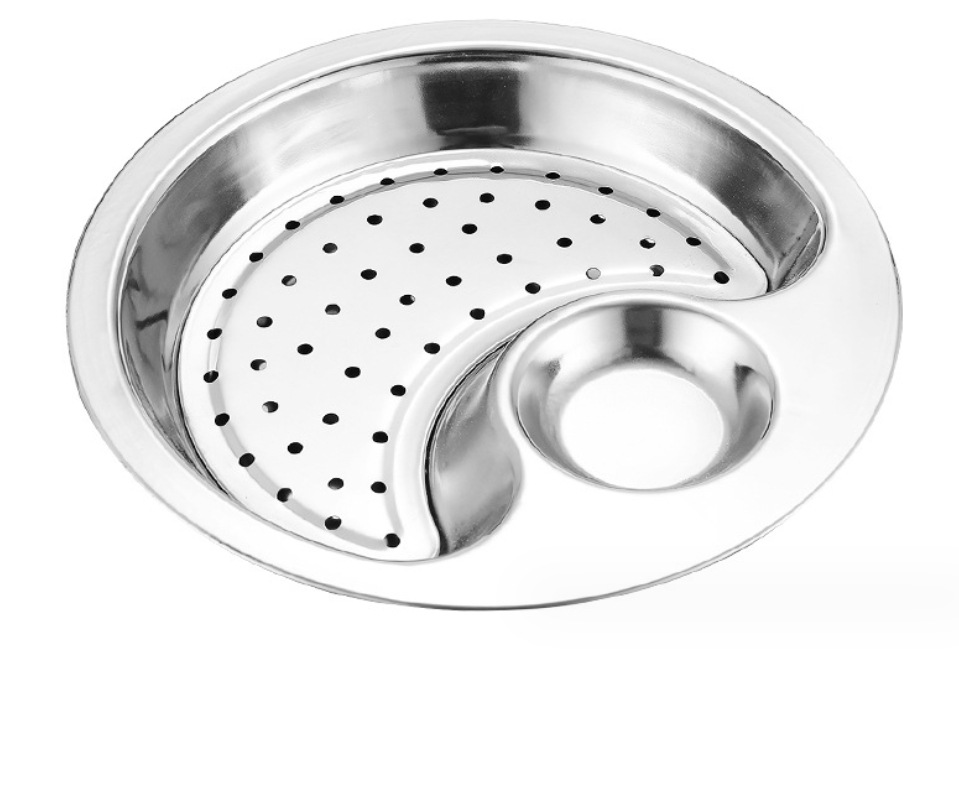 Stainless steel round dumpling plate with vinegar dish, thickened household dumpling plate and snack plate pic 1