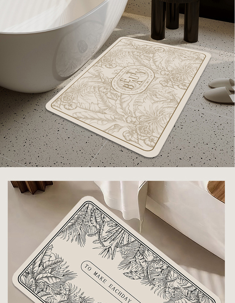 复古奶油风硅藻泥吸水速干浴室地垫卫生间防滑脚垫洗澡间浴缸脚垫详情15