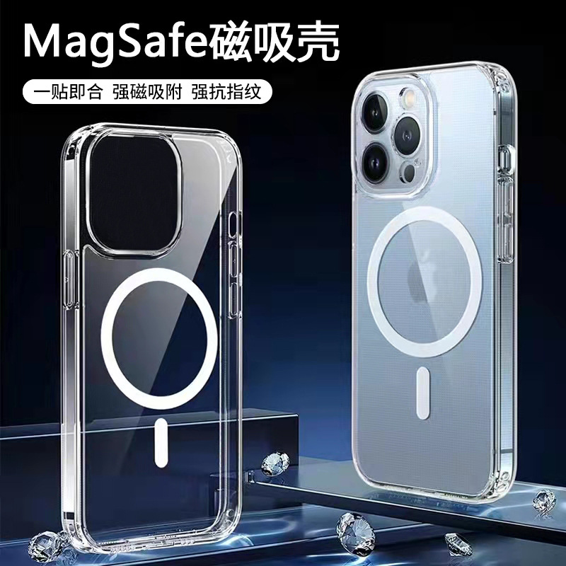 适用iPhone15pro苹果磁吸手机壳magsafe带动画14透明12全包亚克力详情1