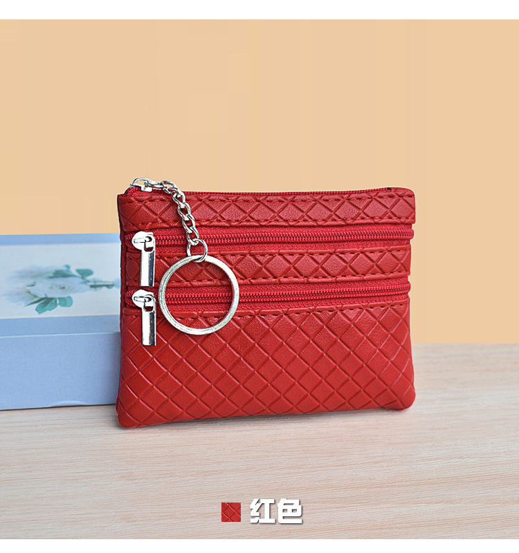 包包女新款简约女士零钱包格纹复古钥匙包小巧便携菱格软面卡包详情15