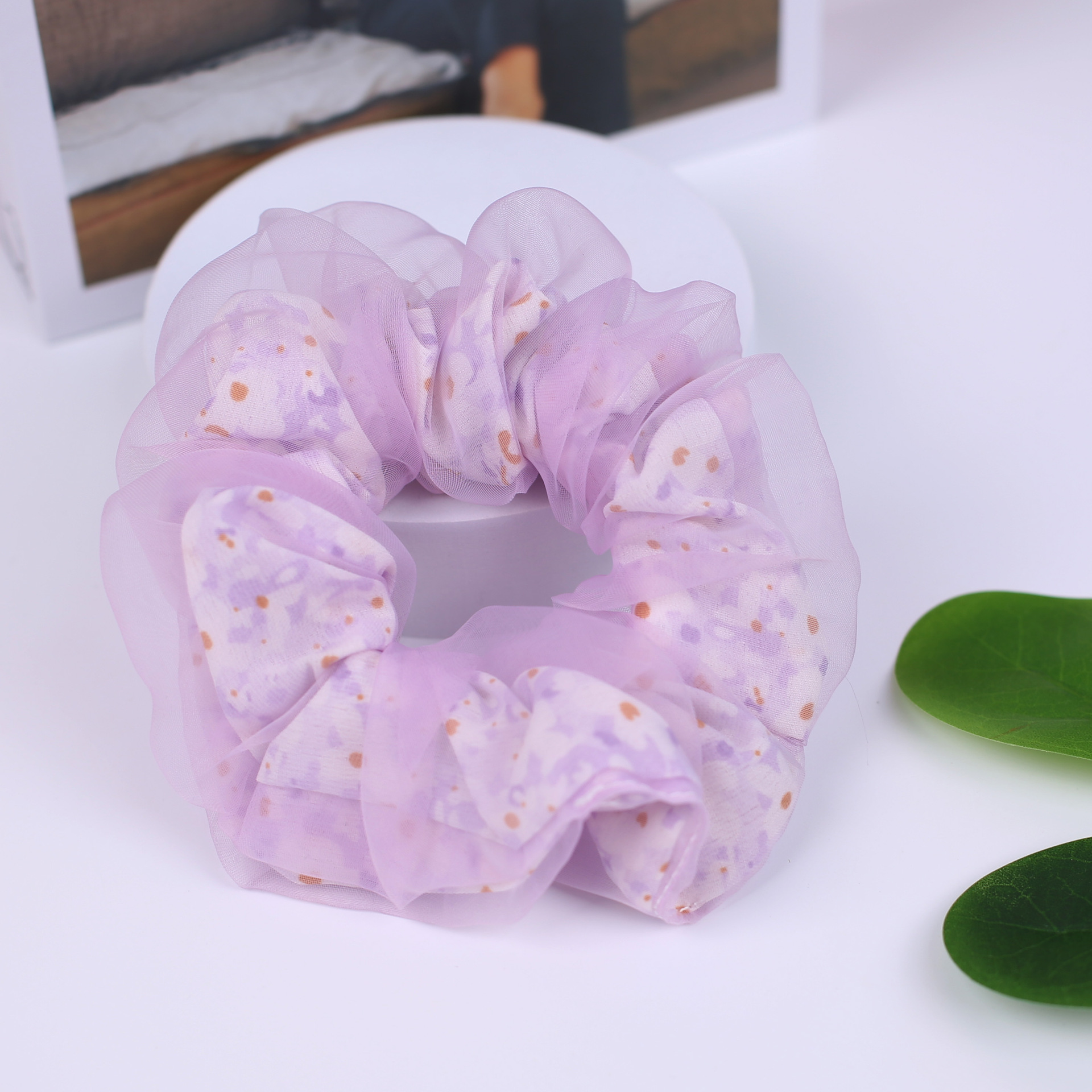 Mesh bun, large intestine circle, ponytail hair tie, fresh and fairy-like ins hair tie, sweet double-layer fabric hair tie wholesale pic 42