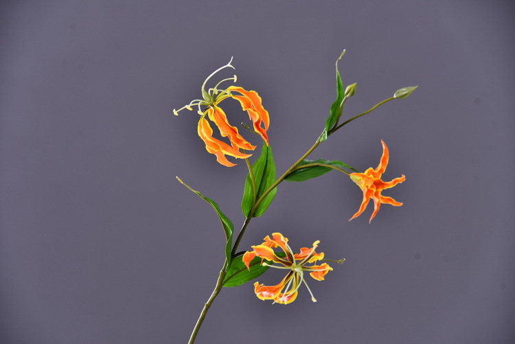 Lanjin artificial Plant Long Branch 3-head Jialan Flame Lily, high-end artificial flower, artificial flower, artificial flame lily, strange lily, home decoration pic 33