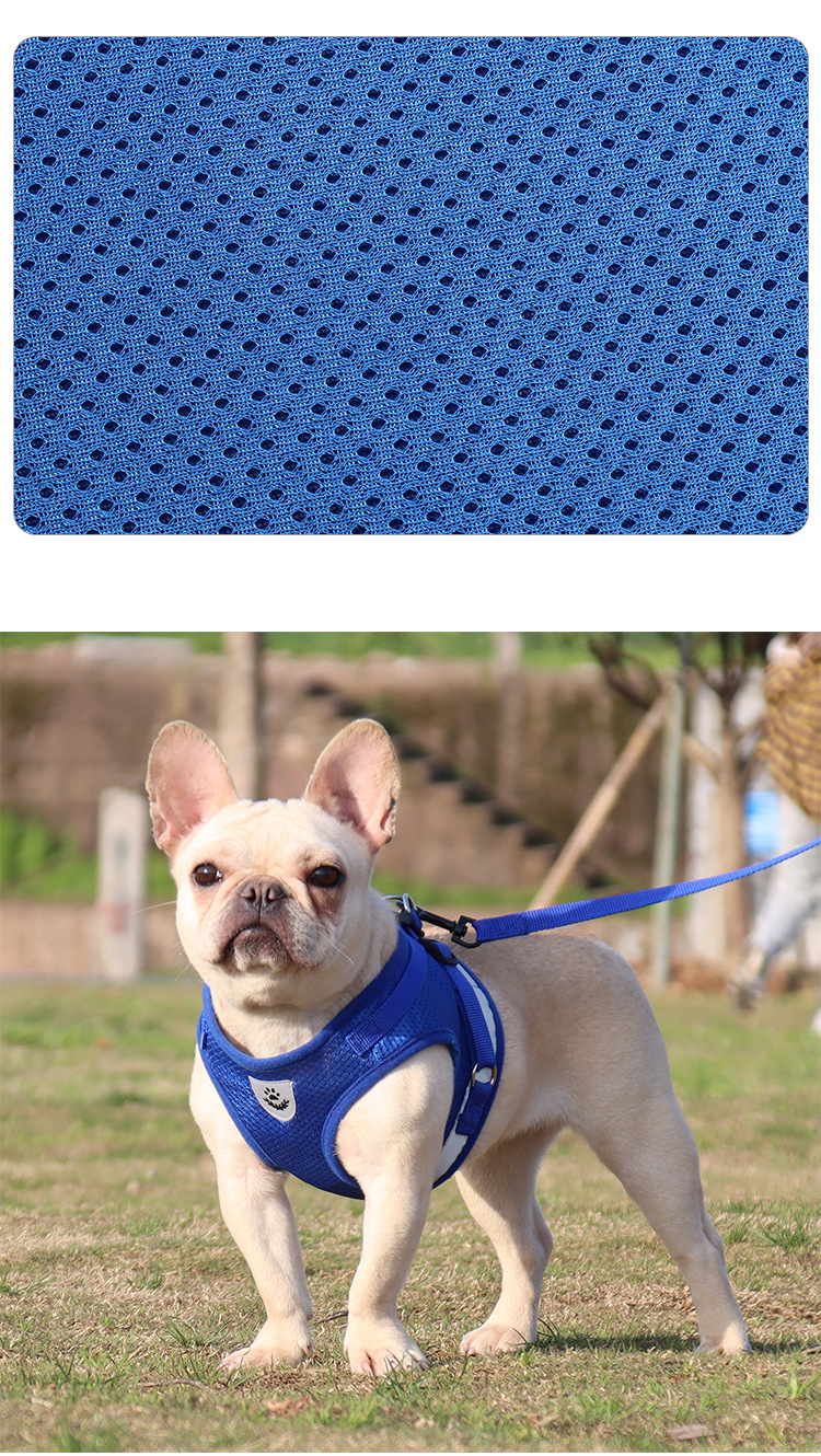Pet chest and back strap, breathable and comfortable, solid color, dog chest and back for outdoor walking, explosion-proof and impact-resistant pet chest and back leash pic 8
