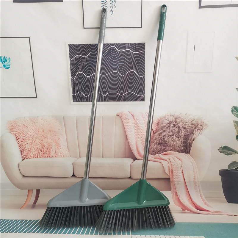 Daily necessities broom and dustpan set combination cleaning supplies, thickened stainless steel rod broom, office broom pic 3