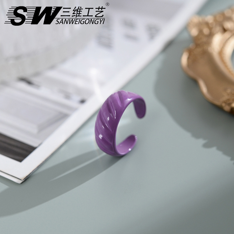 Fashionable Korean-style color spray open ring designer, niche color macaron index finger ring, elegant style jewelry wholesale pic 8