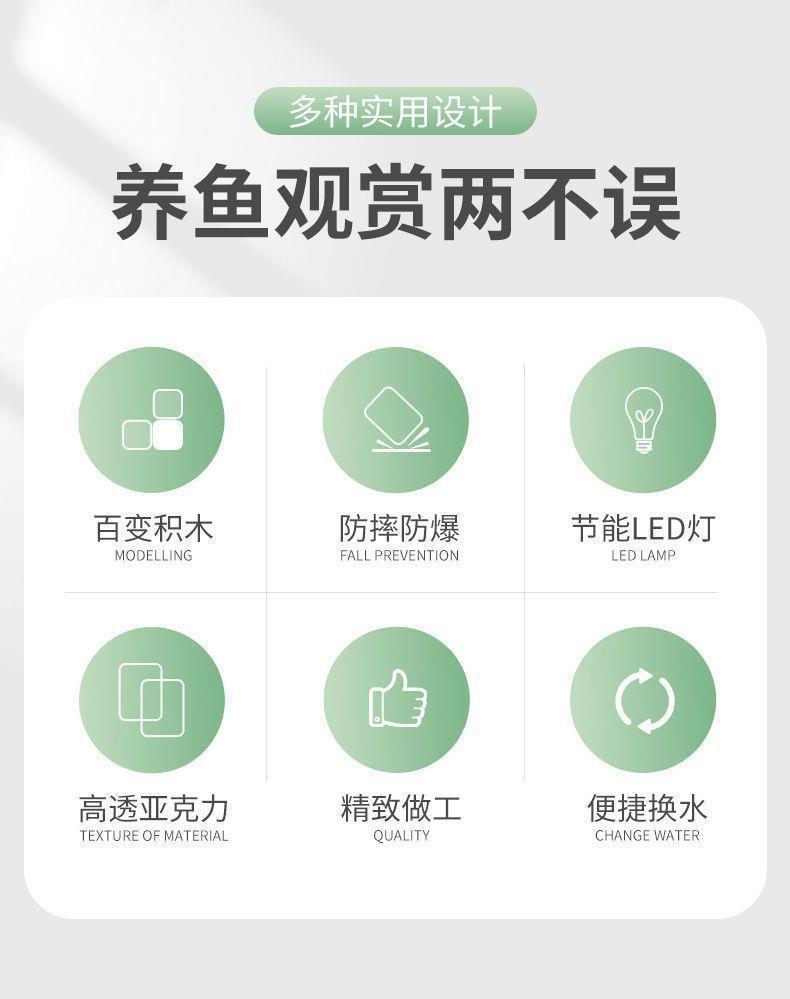 创意小鱼缸生态小型带灯造景亚克力小积木盒微景观桌面小型加厚缸详情1