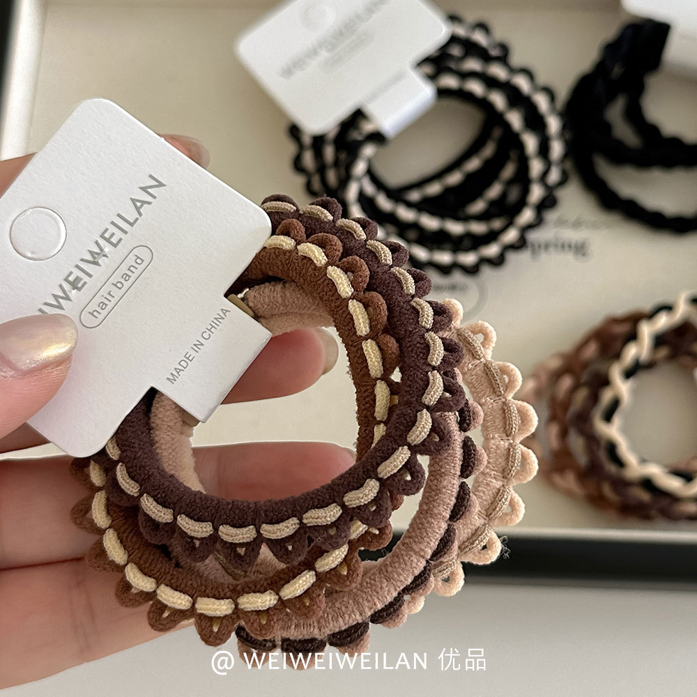 New style versatile smiling flower twill hair band, high-elasticity versatile leather band hair tie, bun hair tie and hair accessory pic 1