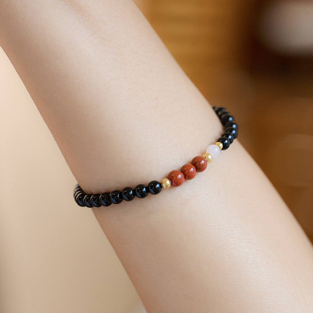 Natural 4MM black agate bracelet for women, fine red agate bracelet for the zodiac year, simple design style bracelet wholesale pic 11