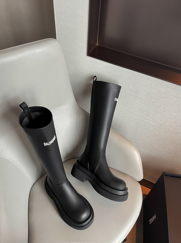 巴黎同款~真皮马丁靴女英伦风2023秋冬季黑色厚底粗跟炸街短靴子详情8