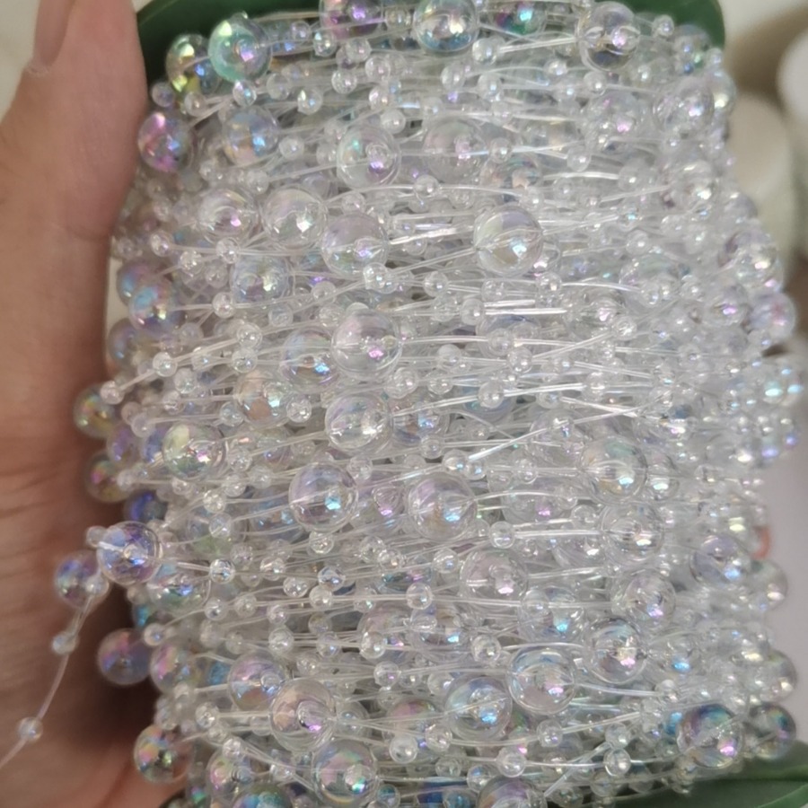Full Sky Star AB color large and small round beads transparent connection bead jewelry accessories ABS imitation pearl factory direct sales pic 1