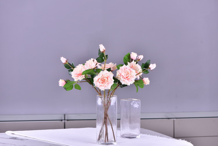 Lanjin wholesale artificial flowers 3-head roses, wedding and home silk flowers, high-end decorative artificial flowers, hand-held roses, multi-head roses pic 10