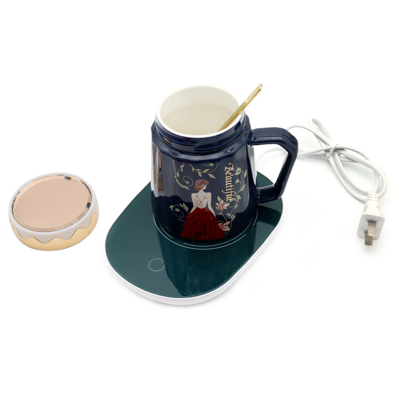 Ceramic insulated cup, 55-degree constant temperature cup, heating coaster, mirror cover, handle spoon set, high-end business gift box pic 7