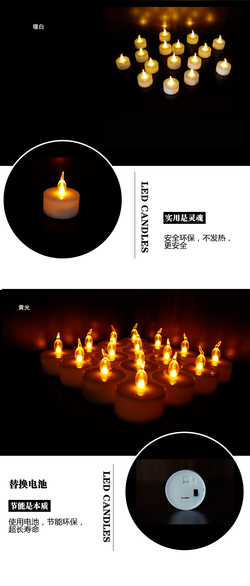 CR2032 Remote-controlled tea Wax led electronic Candle Lamp for confession, celebration, church, home, wedding and birthday atmosphere decoration pic 3