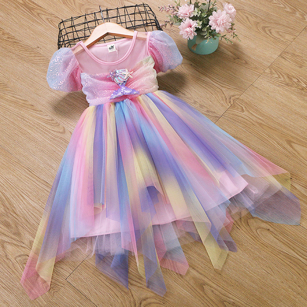 纯棉跨境女童连衣裙独角兽童裙女宝宝蓬蓬裙发光美人鱼公主裙代发详情14