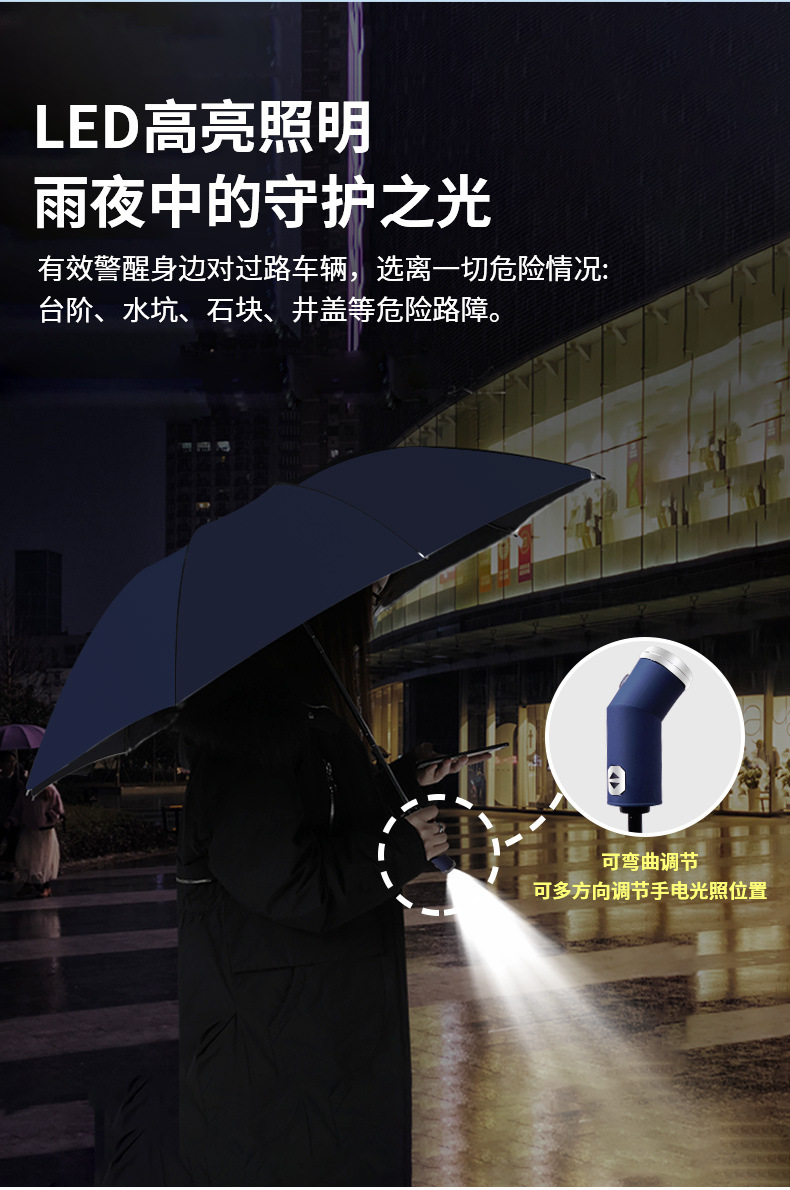 Wholesale in large quantities of cross-border fully automatic umbrellas with logo printing, black rubber sun protection umbrellas, three-fold camping portable folding umbrellas pic 6