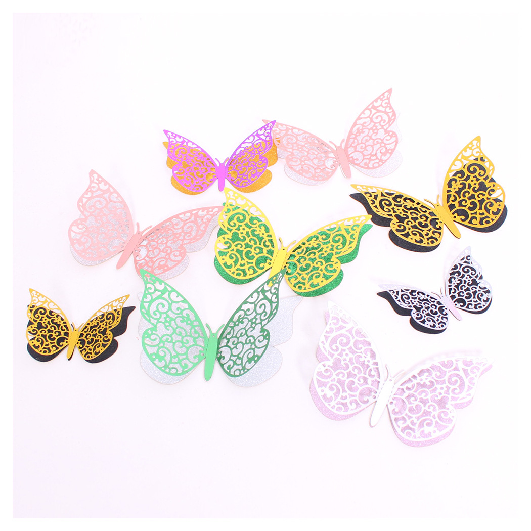 亚马逊12只3D镂空蝴蝶墙贴 圣诞节庆节日布置装饰贴纸 立体蝴蝶详情8
