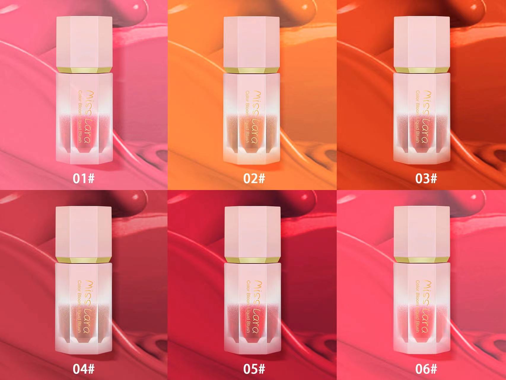 跨境彩妆MISS LARA6色液体腮红乳哑光裸妆自然修容详情1