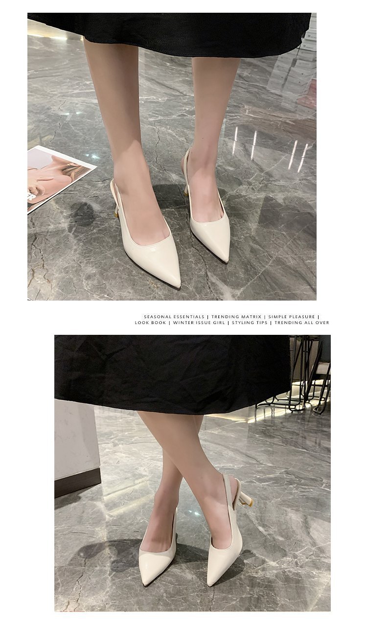 2023春夏季新款尖头高跟鞋女细跟包头凉鞋后空浅口单鞋女详情21
